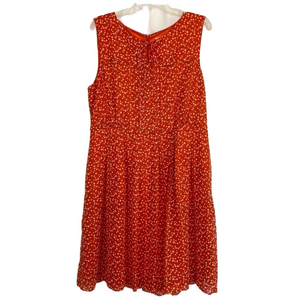 Anthropologie Hi There Karen Walker Prosecco Dress 4 Orange-Red White Polka Dot